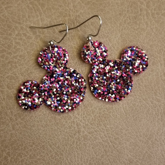 FUN Chunky Glitter Mouse head earrings! - Picture 2 of 4